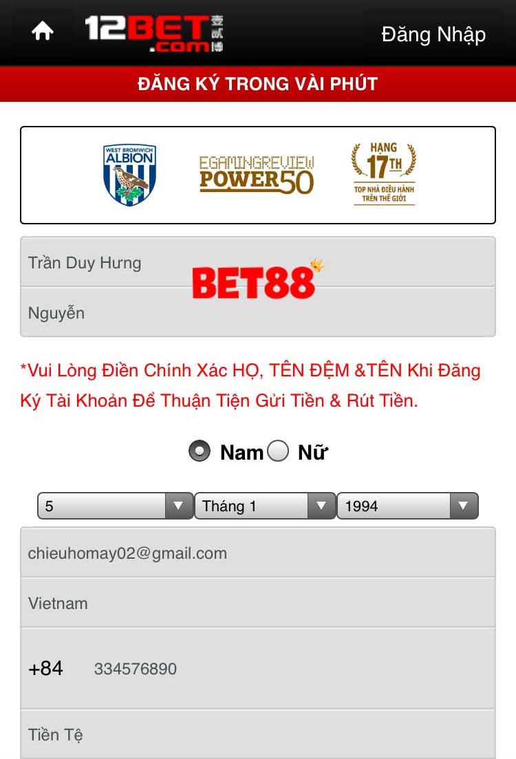 đăng ký 12BET