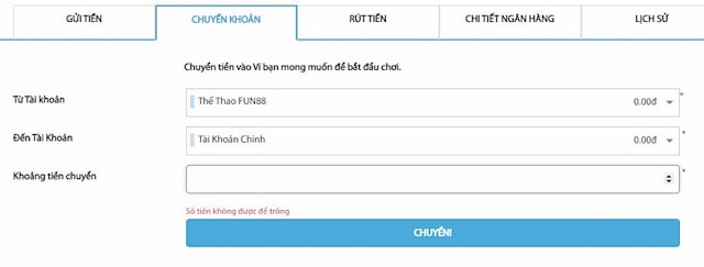 Chuyển khoản trước khi rút tiền kubet19